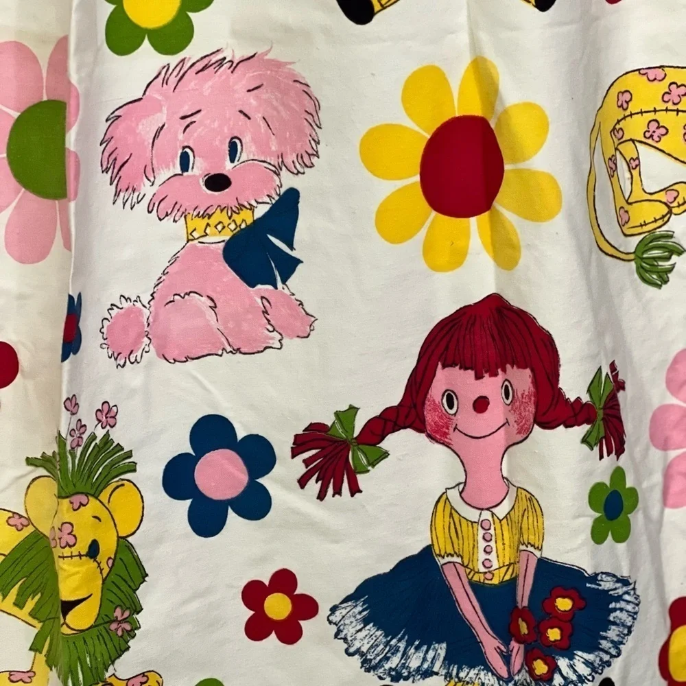 Vintage Flower Power 60s 70s Pippi Longstocking Pair Curtain Panels Sears
